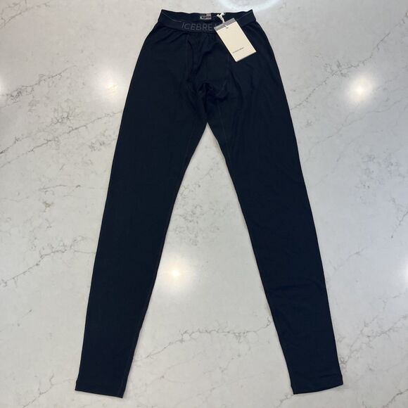 Icebreaker NEW 200 Oasis Fly Leggings Mens Small Black 100% Merino Wool Thermal - Picture 1 of 16